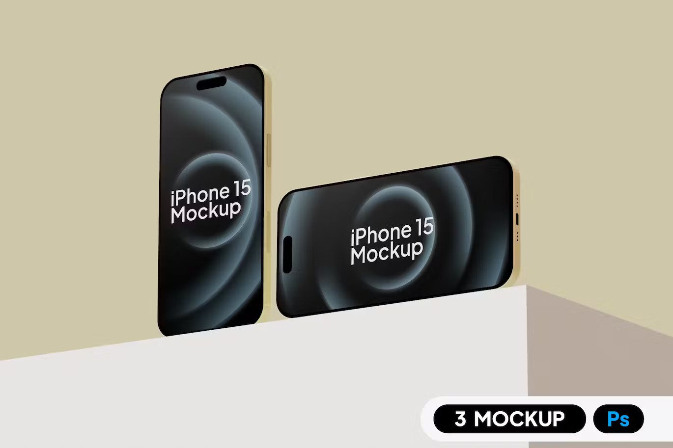 A minimalist yellow iPhone 15 mockup