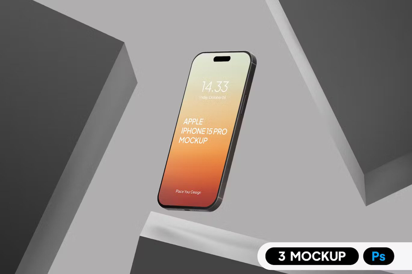 A modern black iphone 15 pro mockup