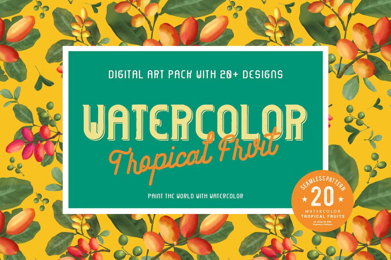 A watercolor tropical fruit seamless patterns