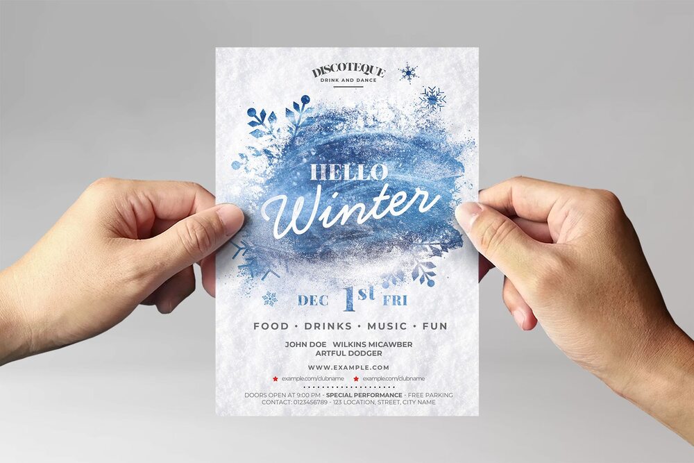 Hello winter flyer template