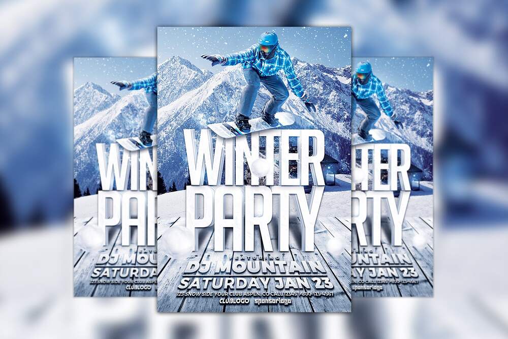 A winter party flyer template