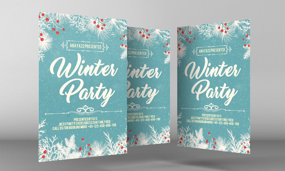 A winter party flyer template