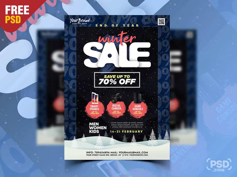 A free winter sale marketing flyer