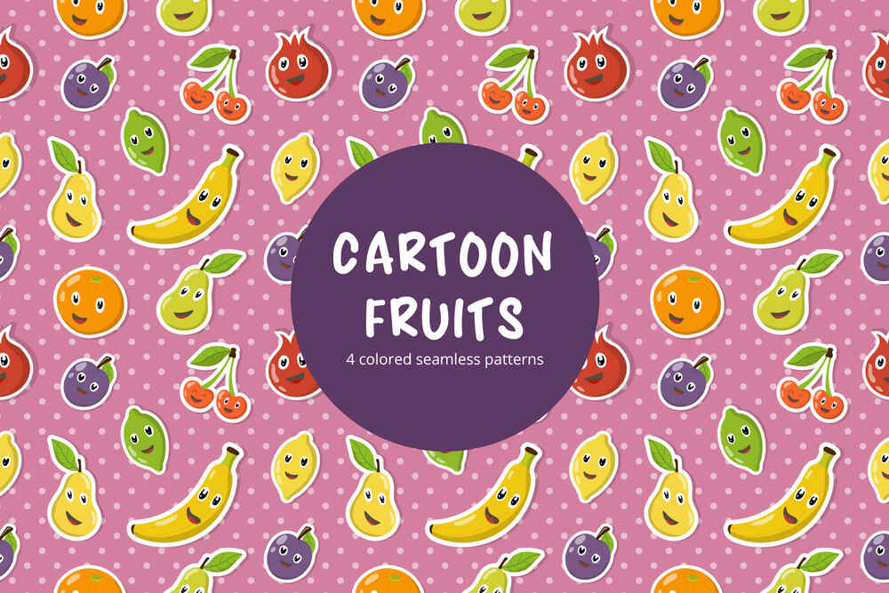A cartoon fruits pattern
