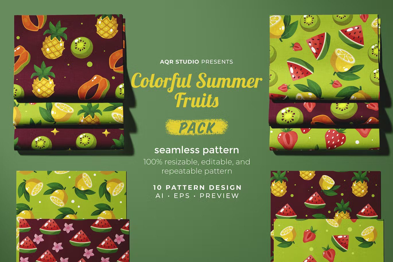 A colorful summer fruits pattern set