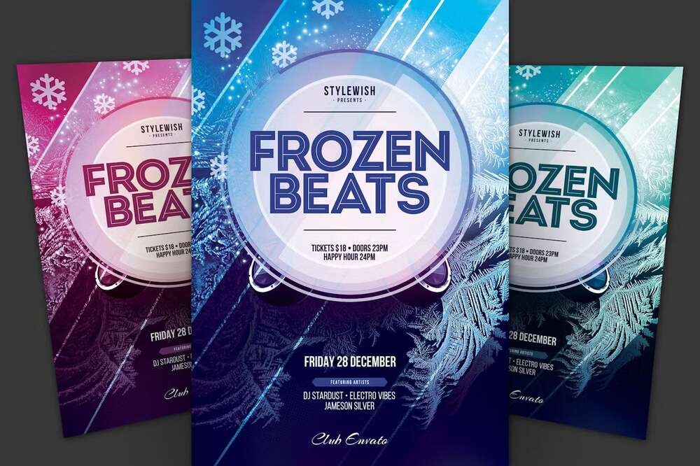 A frozen beats flyer template