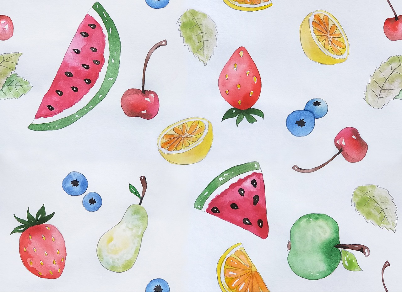 A free watercolor fruit pattern