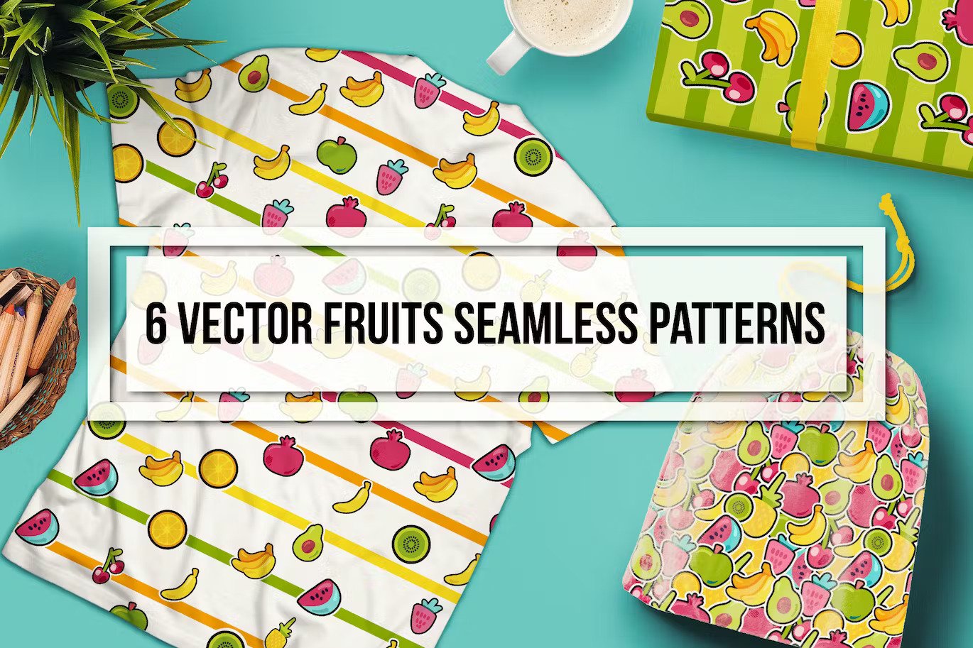 A happy fruits seamless patterns