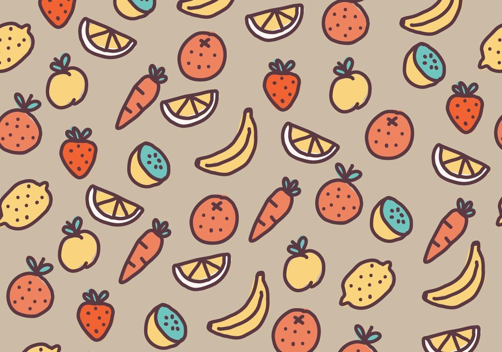 A free fruits and vegetables vector pattern