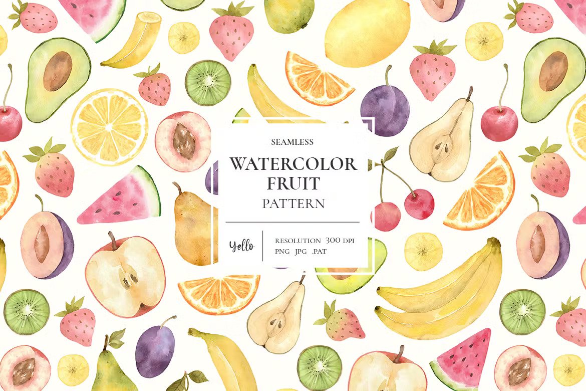 A watercolor fruit pattern