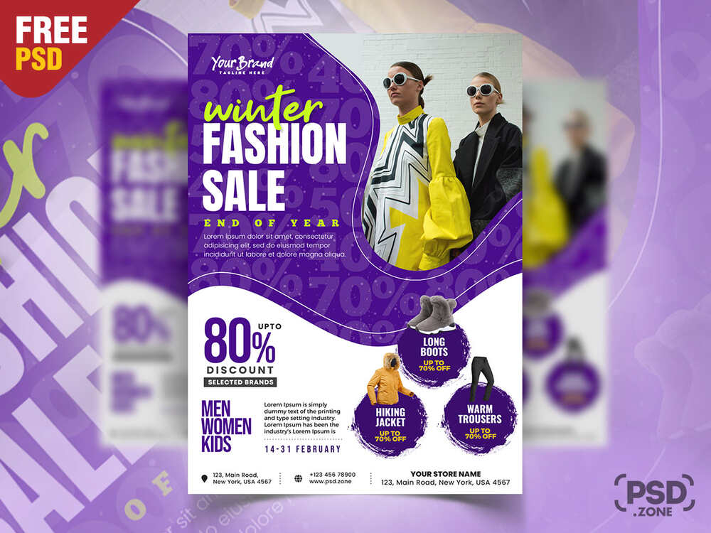 A free winter fashion sale flyer template