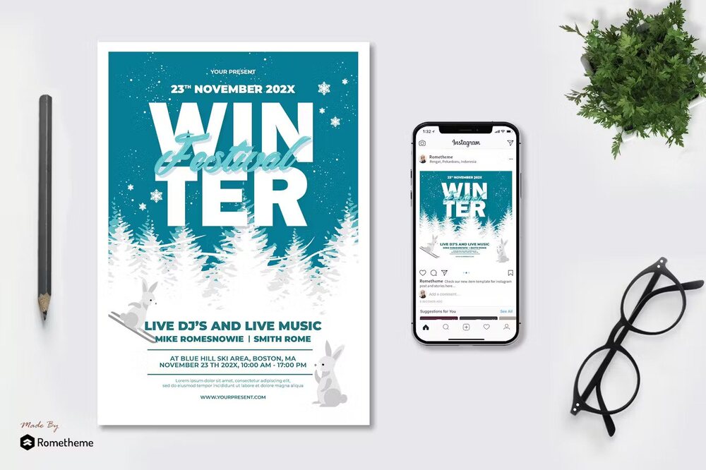 A winter festival flyer template