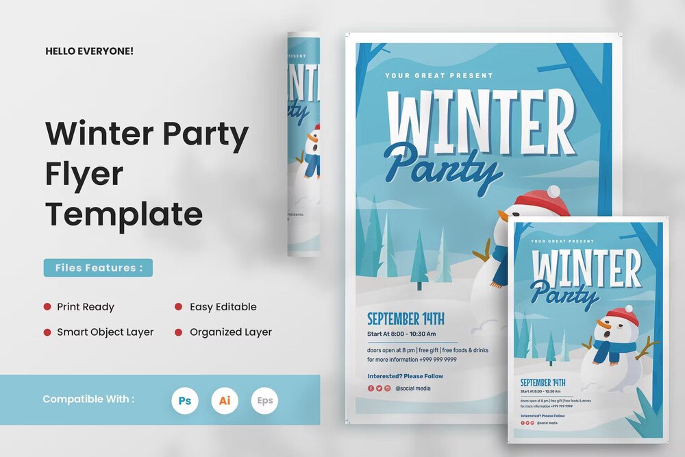 A winter party flyer template