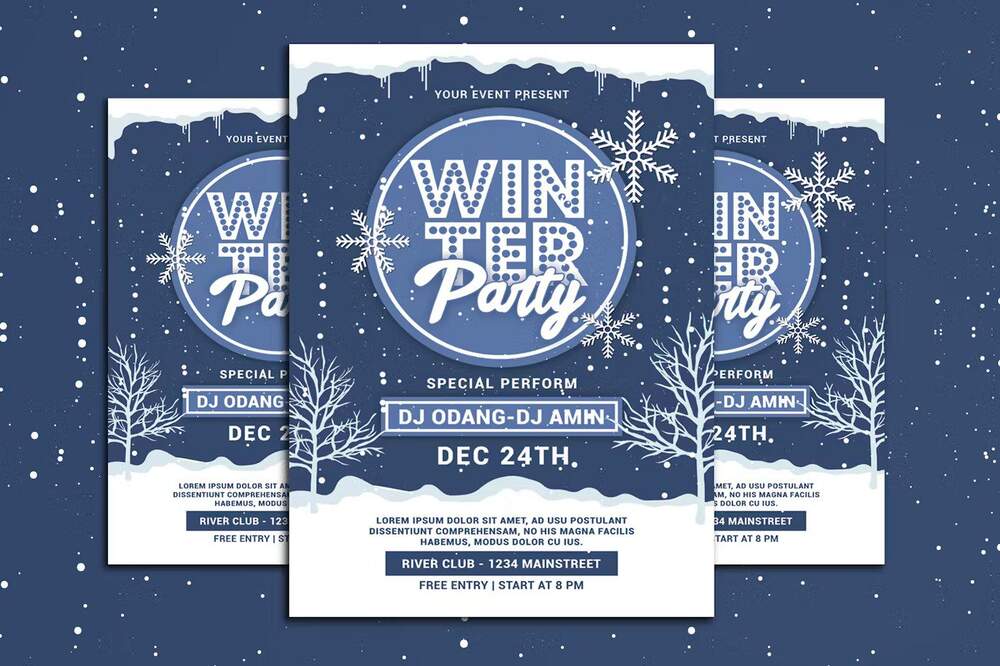 A winter party flyer template