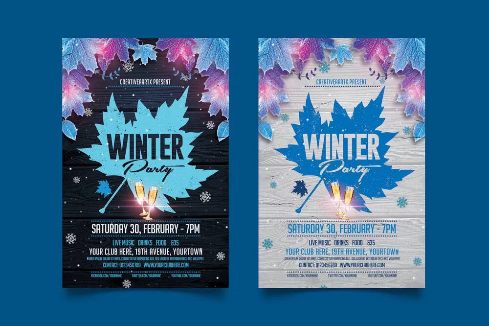 A winter party flyer template