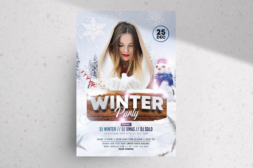 A free winter party flyer template