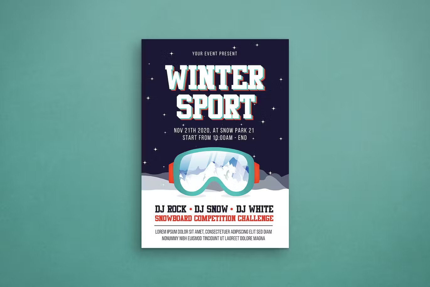 A winter sport flyer template