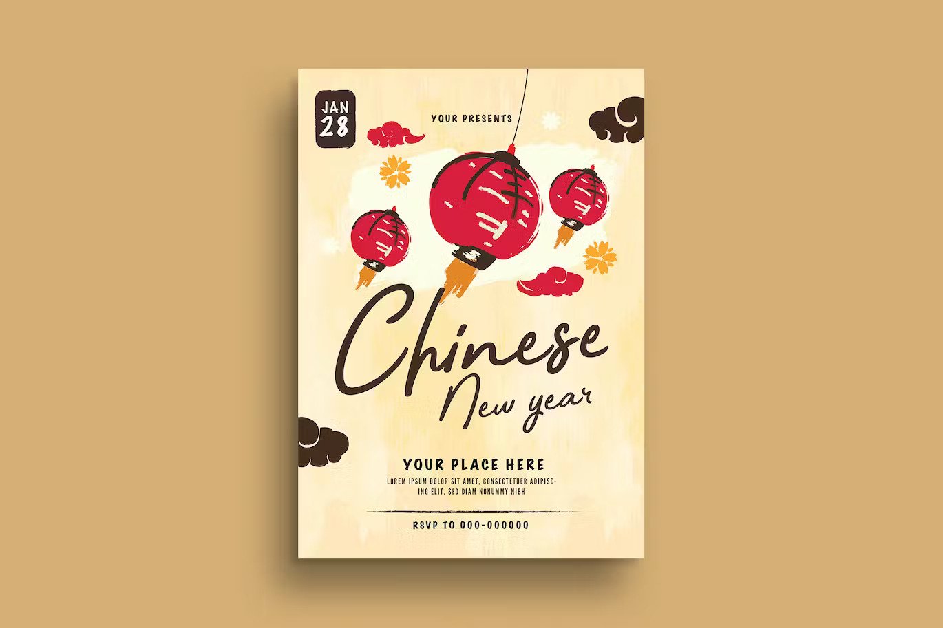 A modern chinese new year flyer template