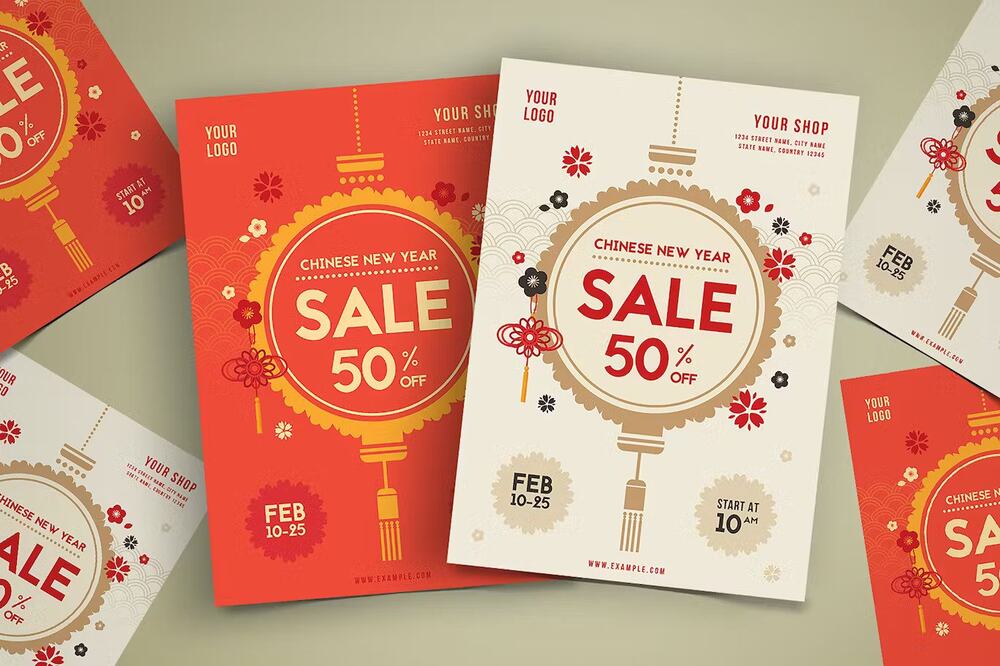 A chinese new year sale flyer