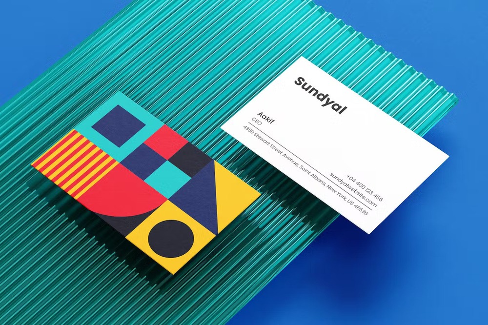 A colorful geometric business card