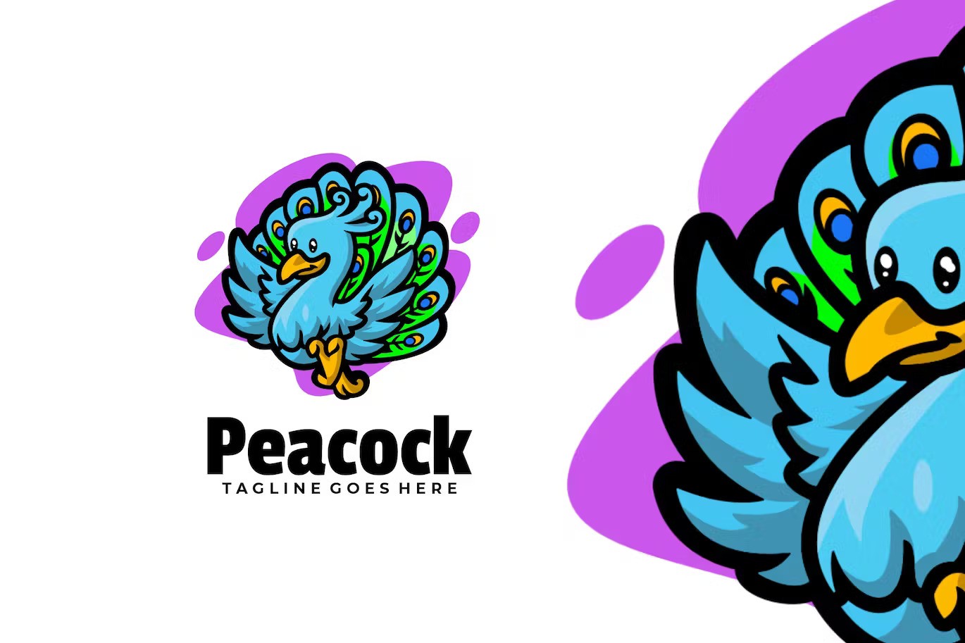 A cute peacock mascot logo design