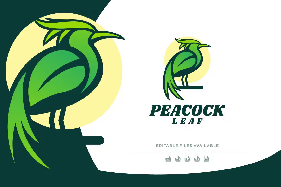 A peacock color mascot logo