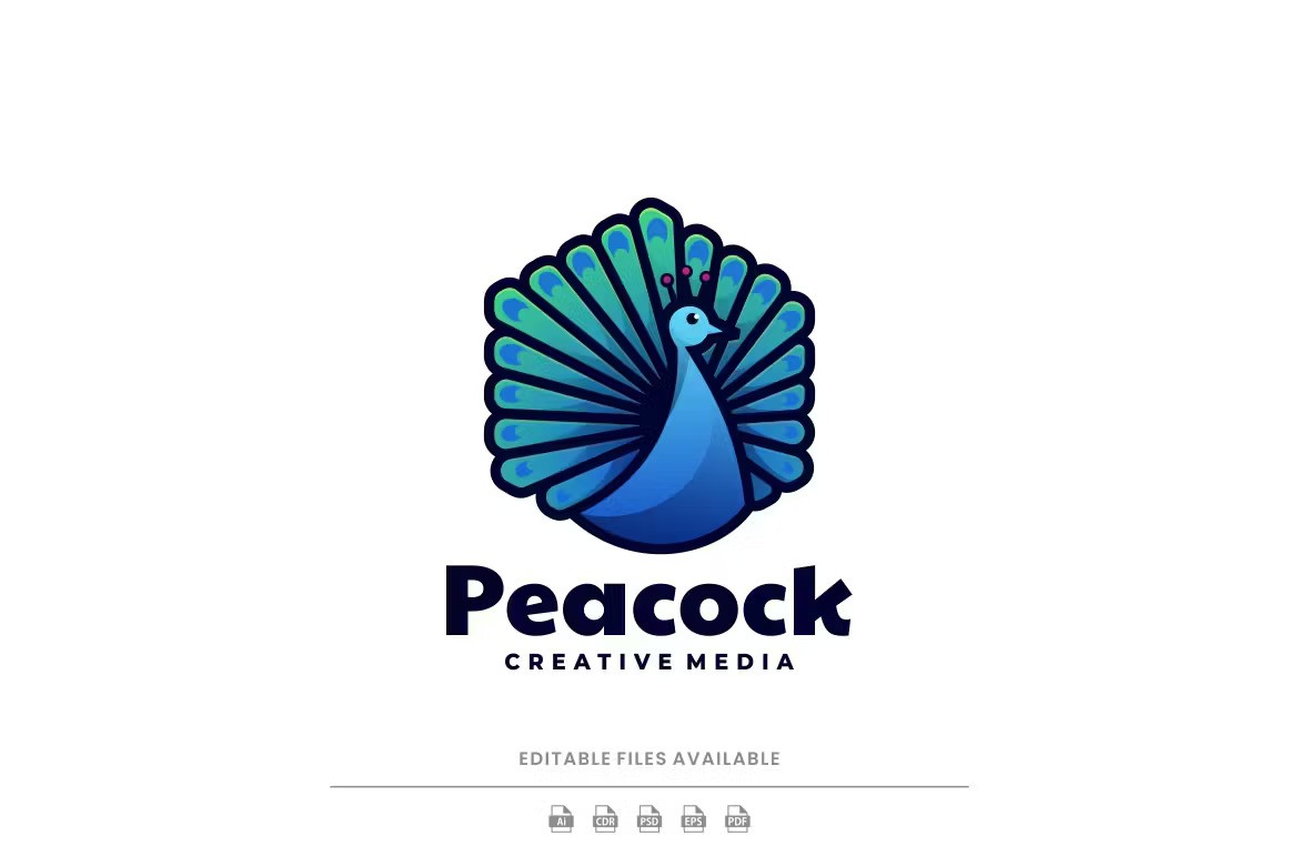 A peacock  color mascot logo