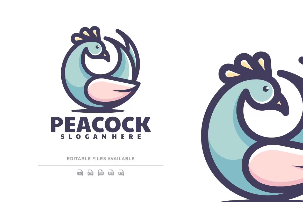 A peacock simple mascot logo