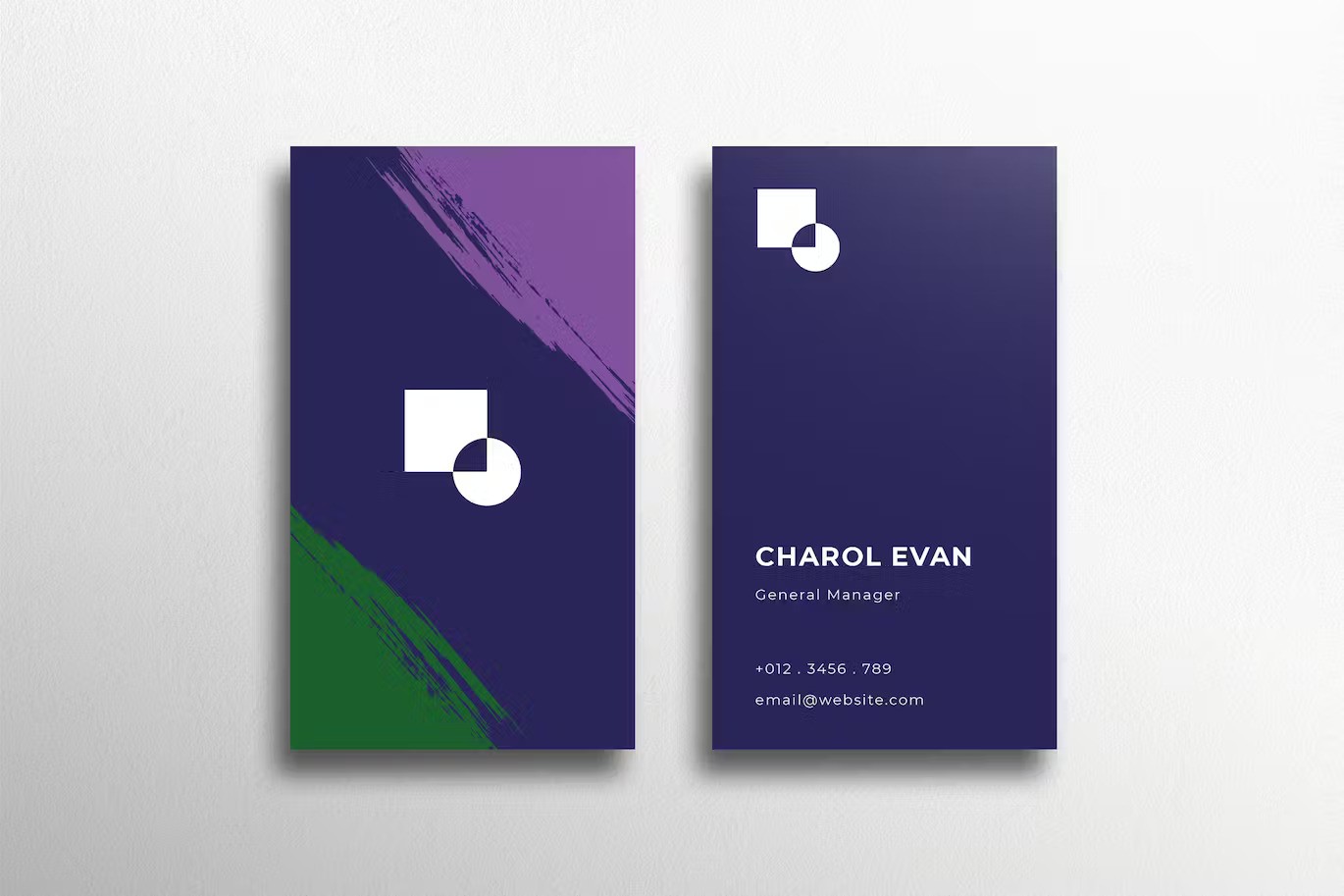 A purple business card template