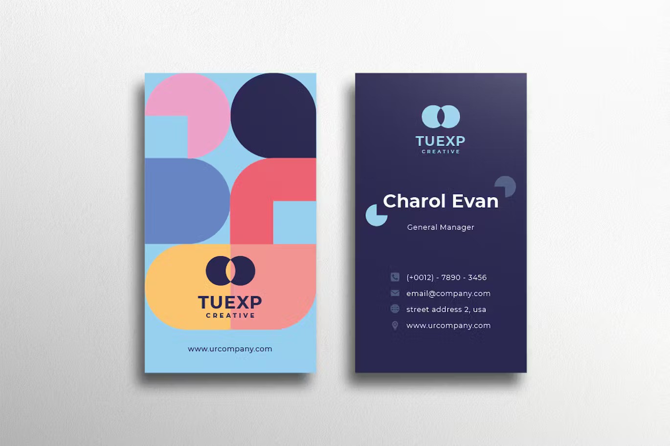 A vertical business card template