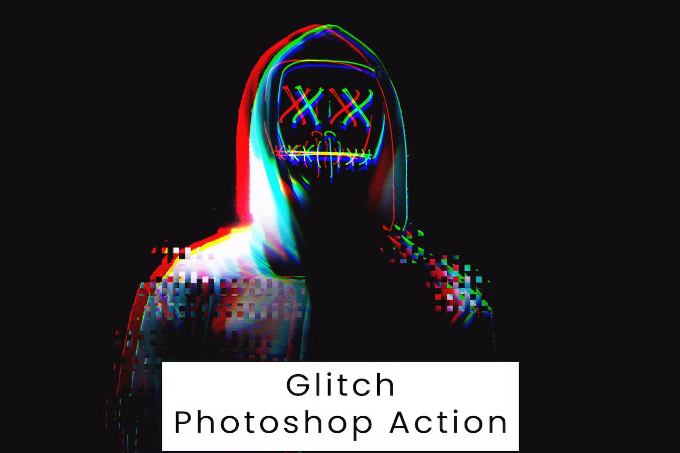 A three different glitch photoshop actions