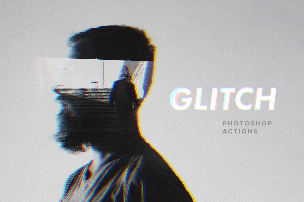 A glitch photoshop actions set