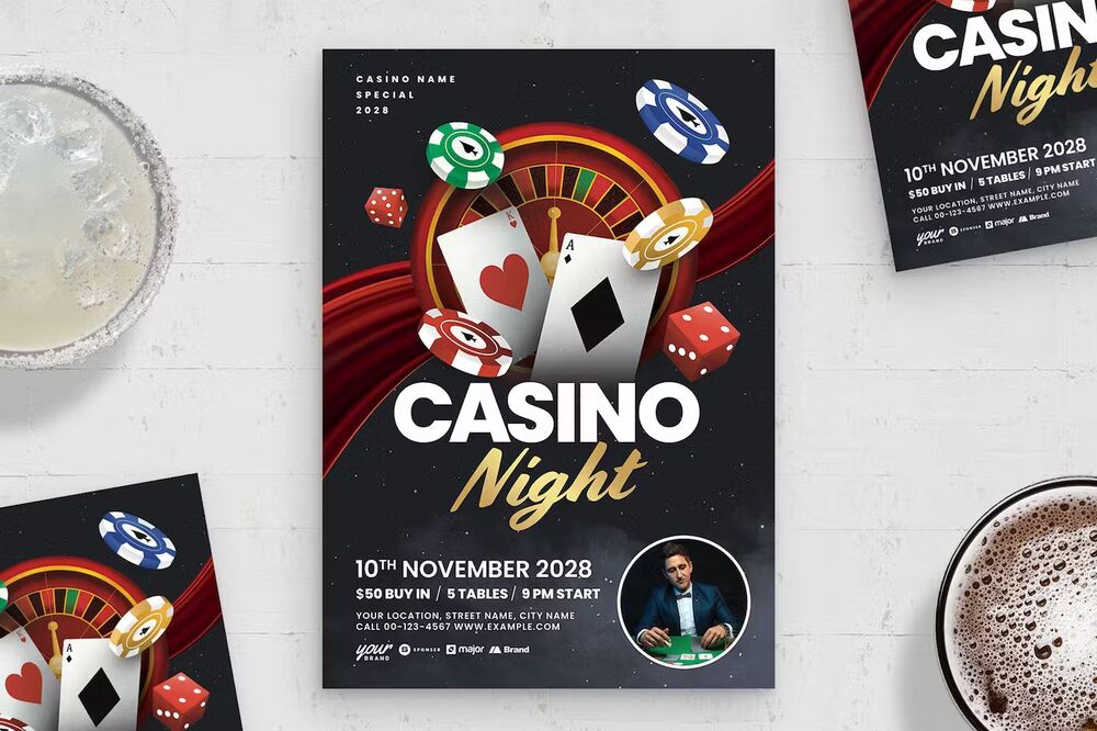 Casino poker flyer templates