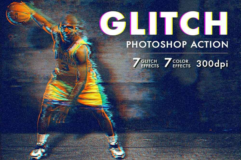 A glitch photoshop action set
