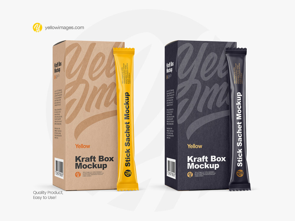 A matte stick sachet kraft box mockup