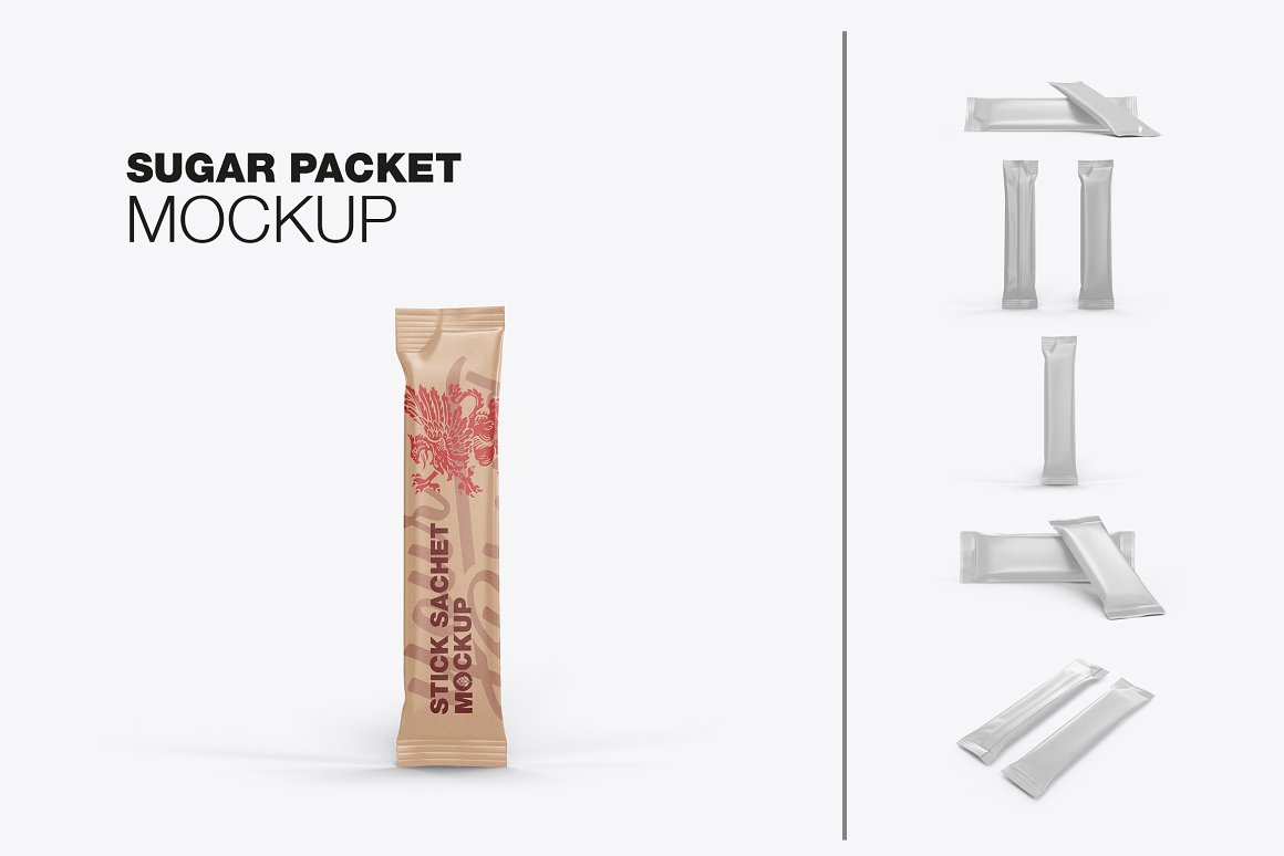 A set of stick sachet mockups