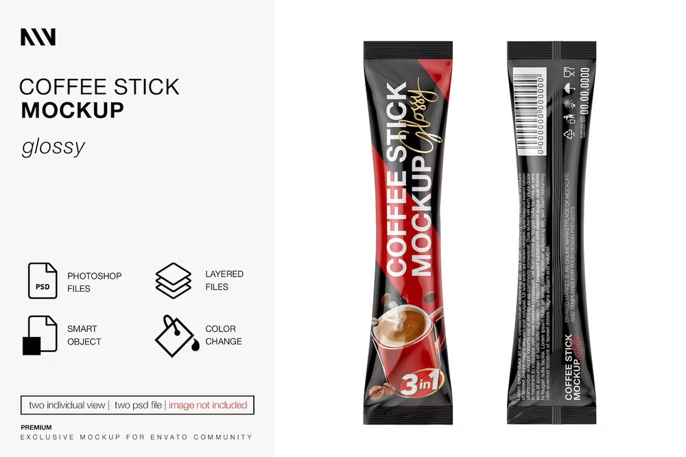 A coffee stick mockup template