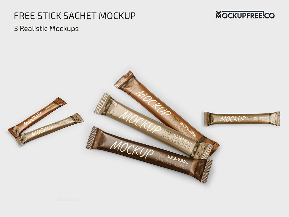 A free set of stick sachet mockup