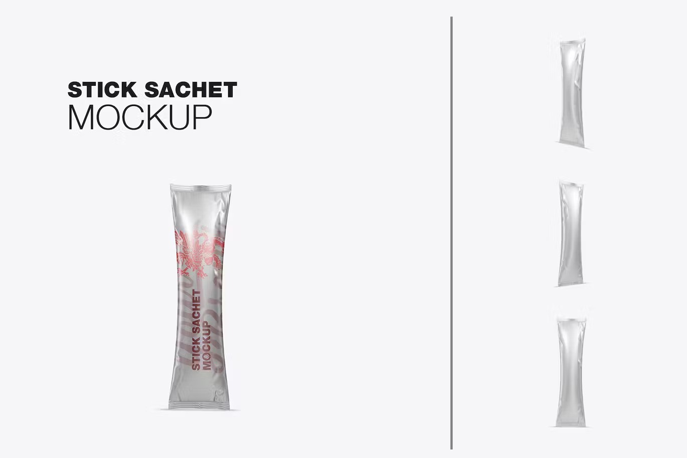 A set of metallic stick sachet mockup