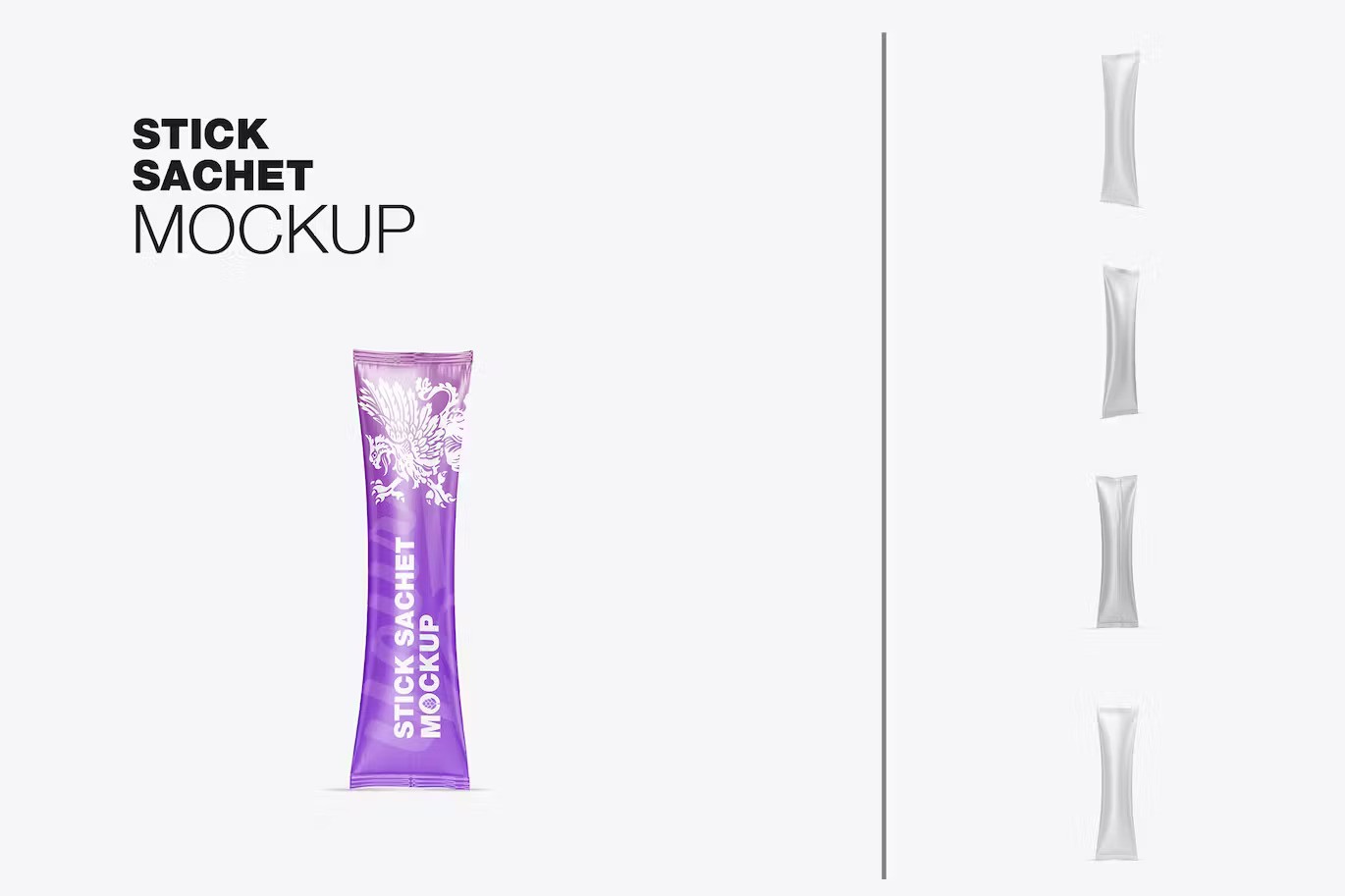 A set of metallic stick sachet mockup