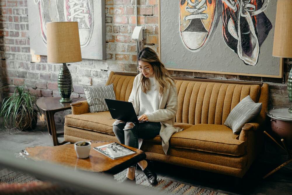 A women working with computer